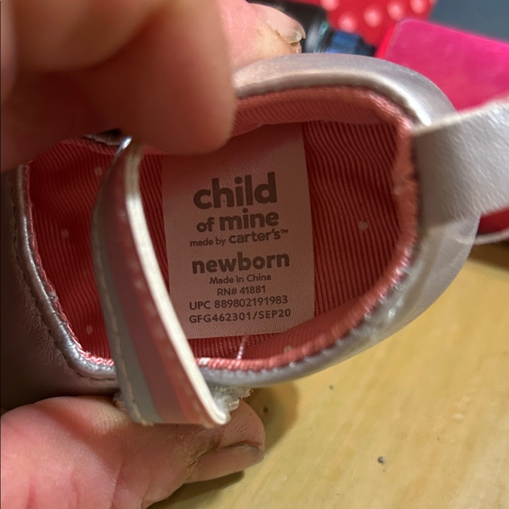 Chic Metallic Baby Shoes with Pink and Blue Straps - Picture 2 of 3